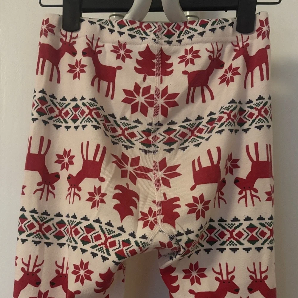 Hanna Andersson Cream Pajama Bottom with Red and Navy Forest Print